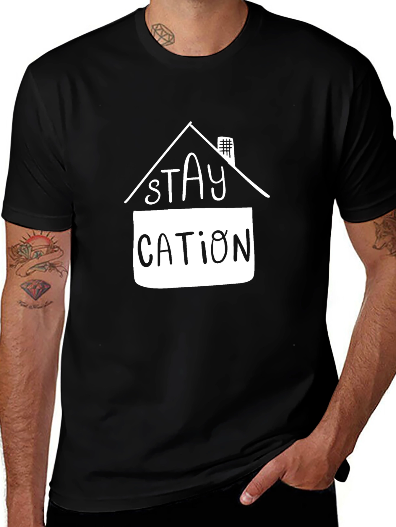 Variant 20 of Staycation Graphic Tee - Relax at Home!