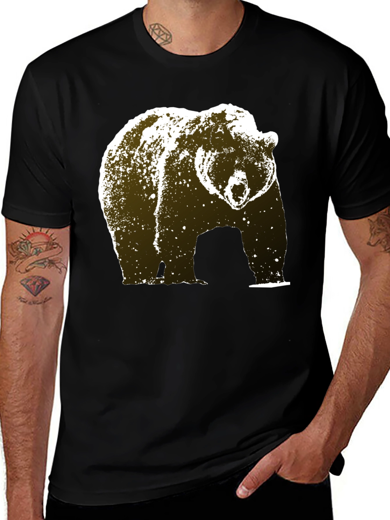 Variant 4 of Bear Graphic Tee - Black Cotton Blend