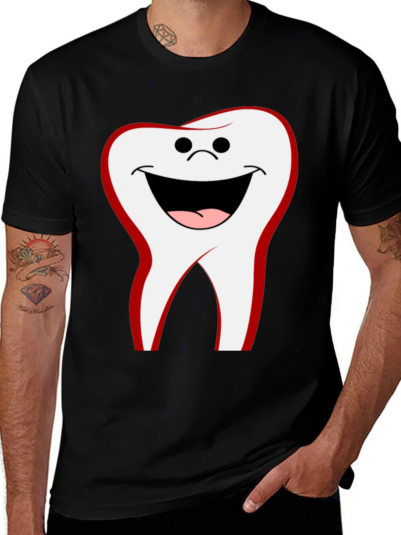 Variant 16 of Funny Tooth Graphic Tee - Black Cotton Comfort