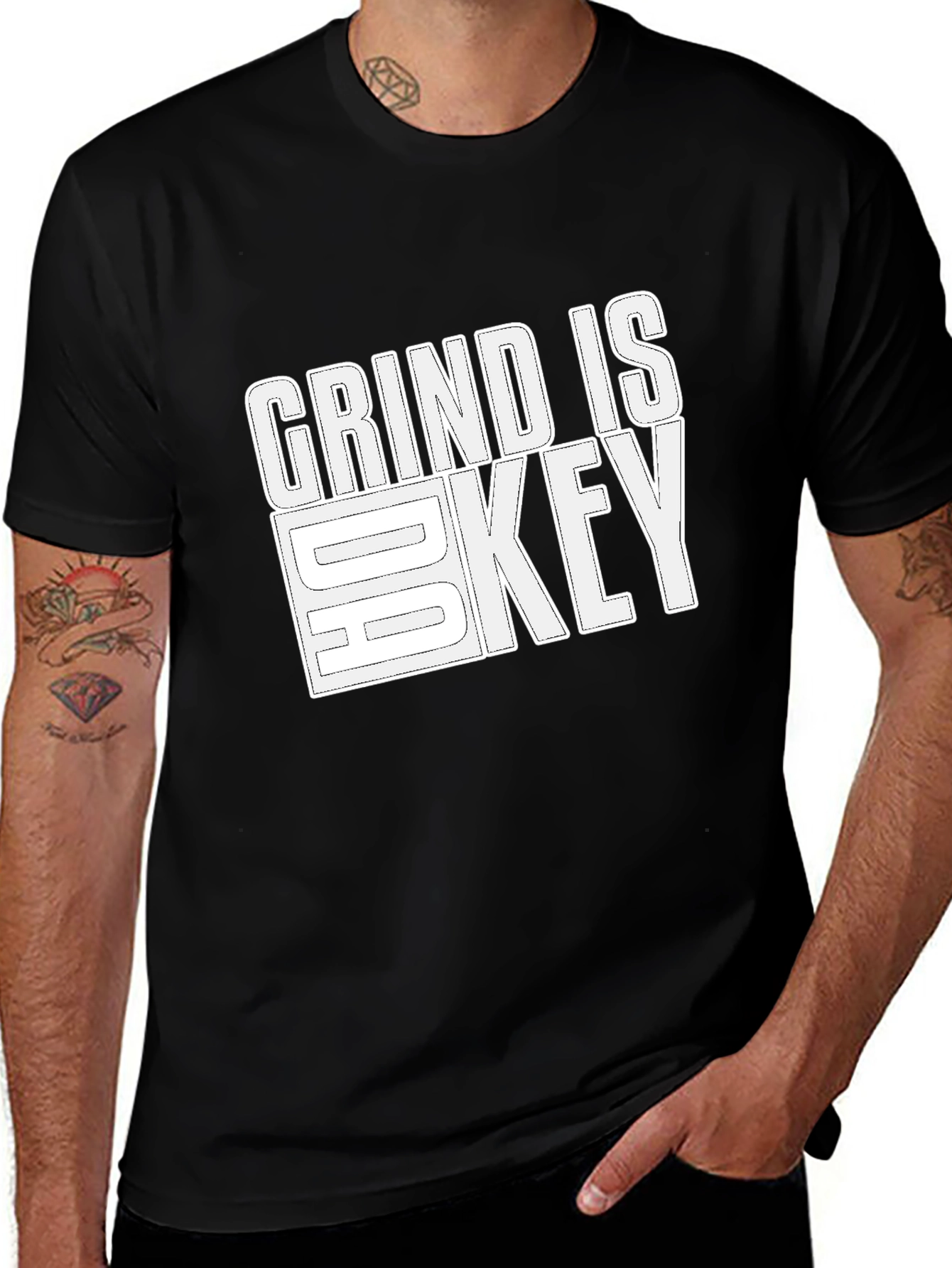 Variant 26 of Grind is Key Black Graphic T-Shirt