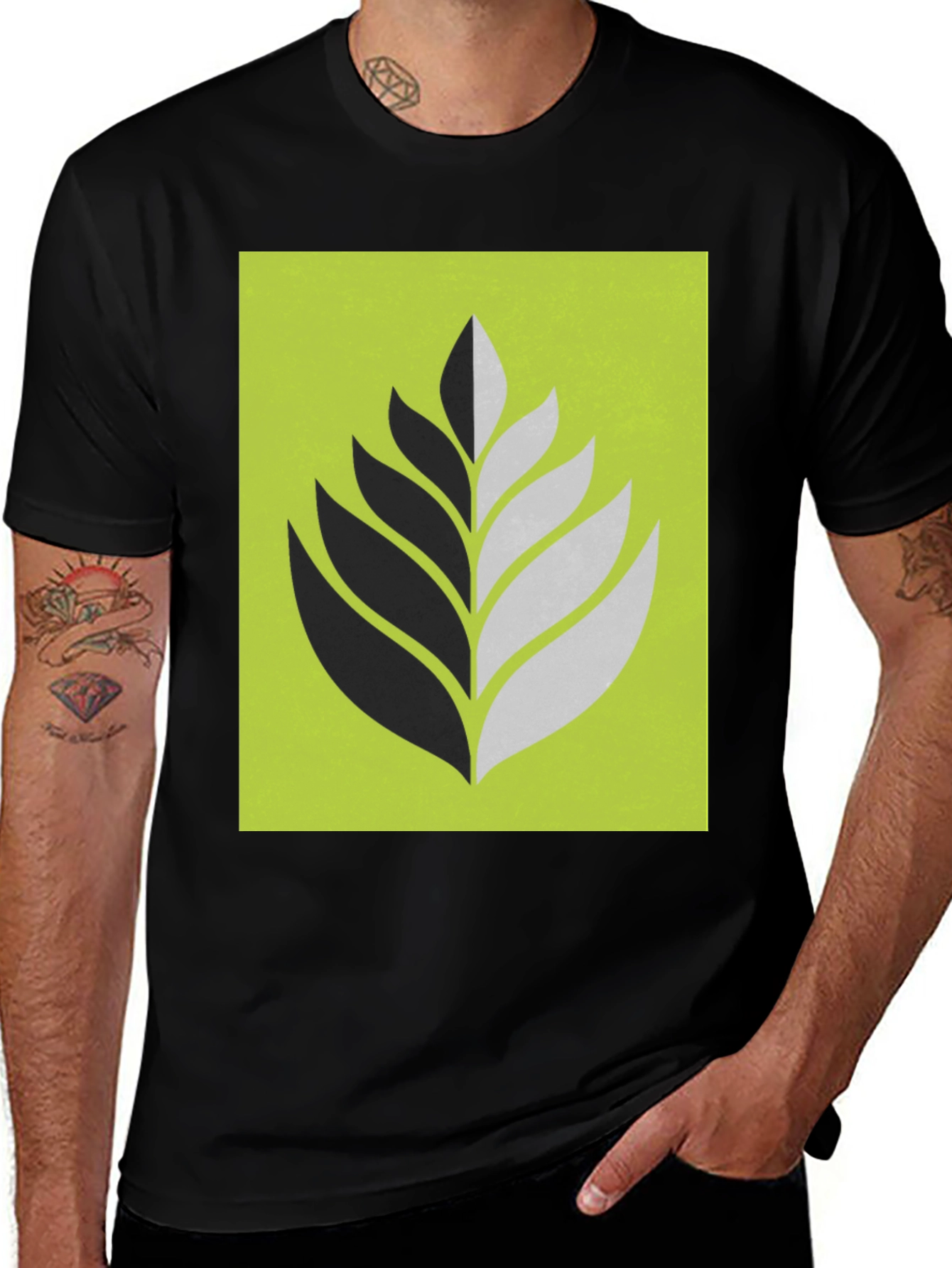 Variant 21 of Leaf Graphic Print Crew Neck Tee