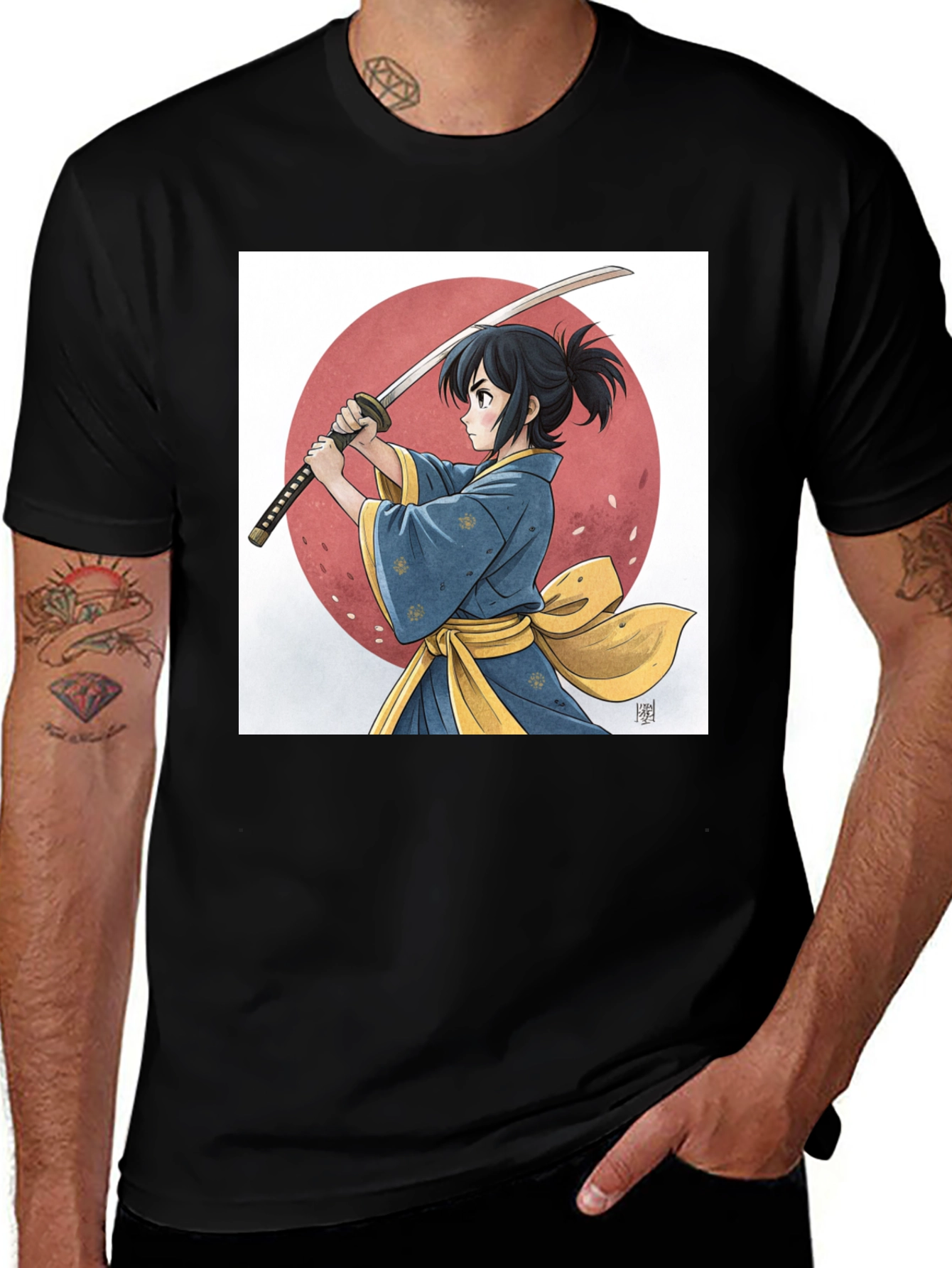Variant 22 of Anime Samurai Graphic Black Tee
