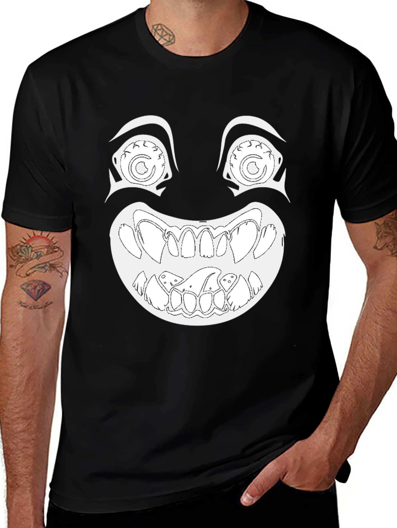 Variant 20 of Creepy Grin Graphic Tee - Black