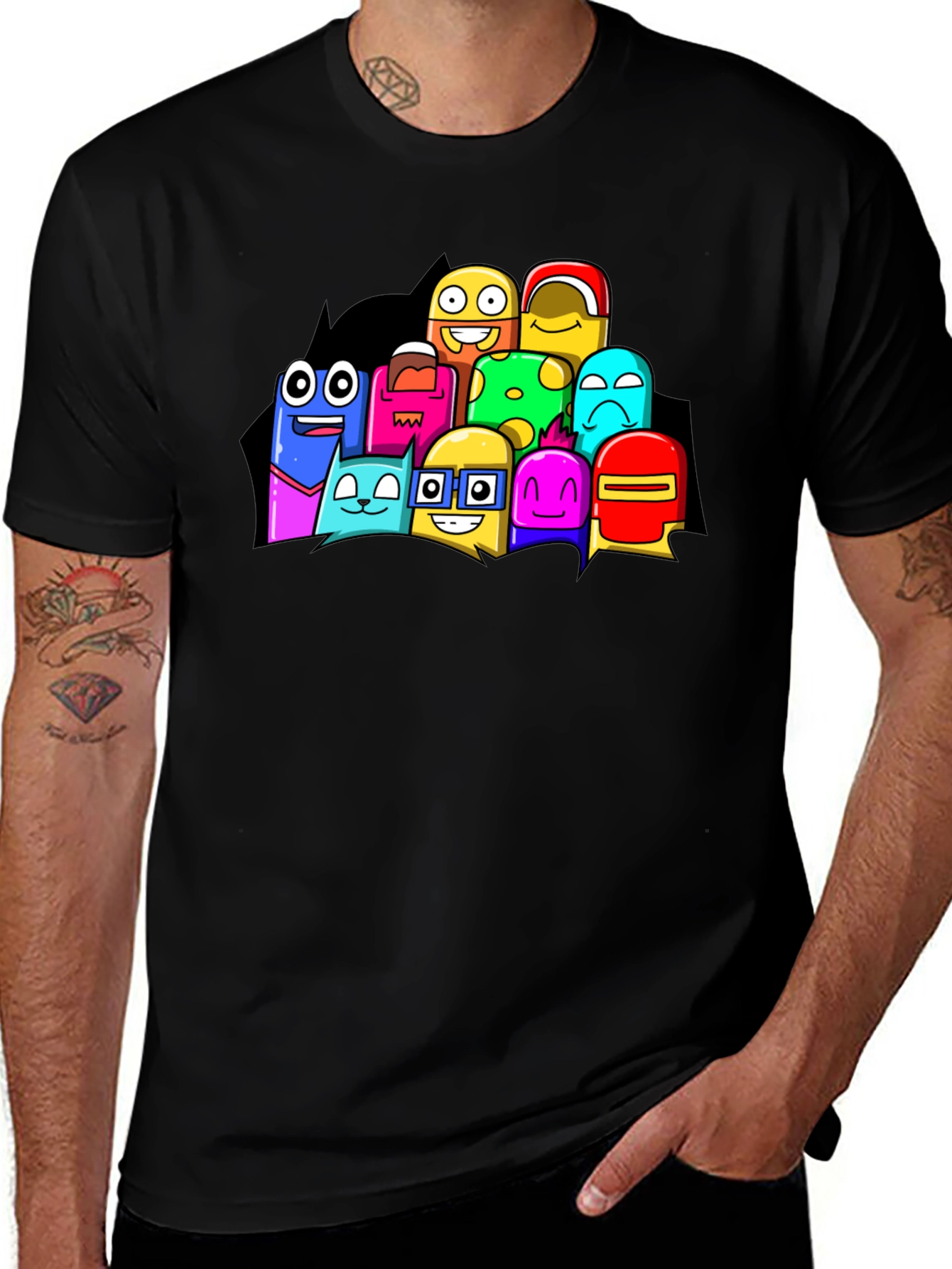 Variant 16 of Fun Cartoon Character Black Graphic T-Shirt