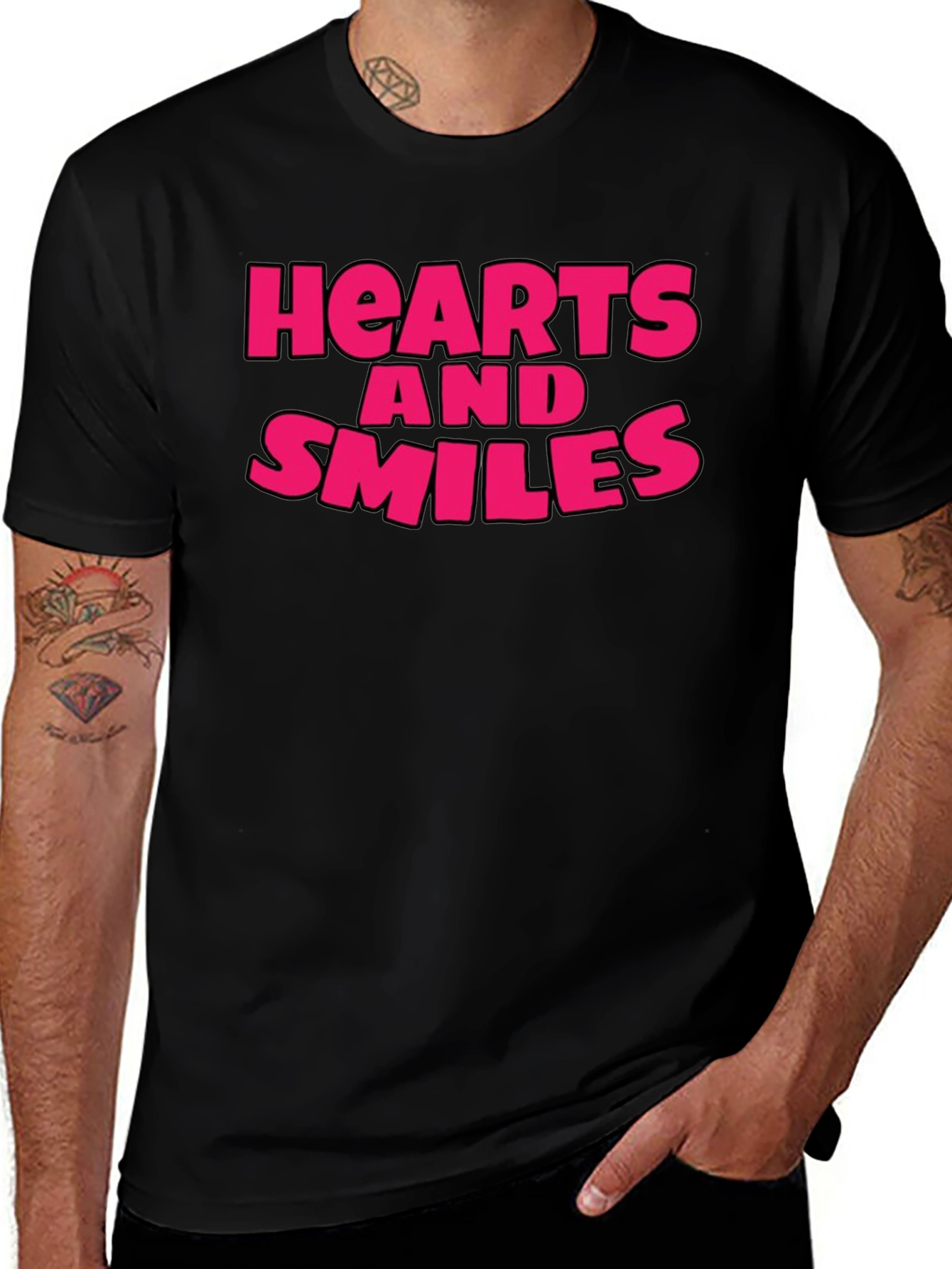Variant 4 of Hearts and Smiles Graphic T-Shirt - Black