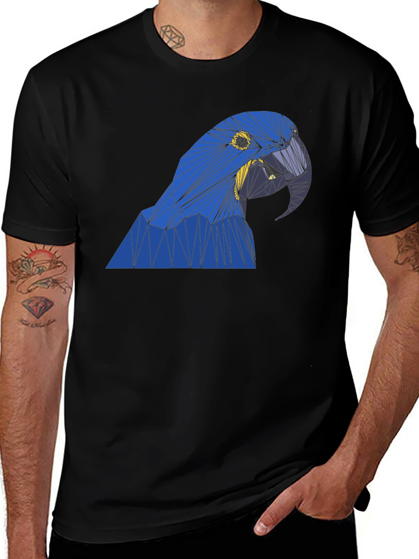 Variant 12 of Geometric Parrot Graphic Tee - Modern Bird Design
