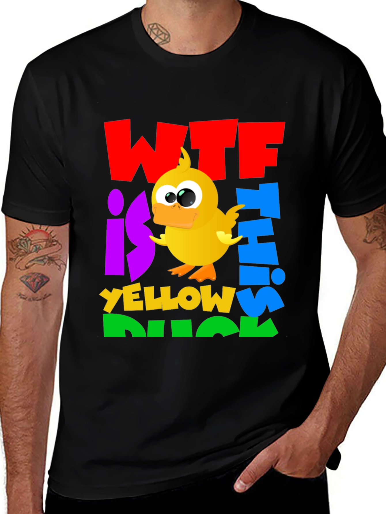Variant 13 of WTF Yellow Duck Funny Graphic T-Shirt