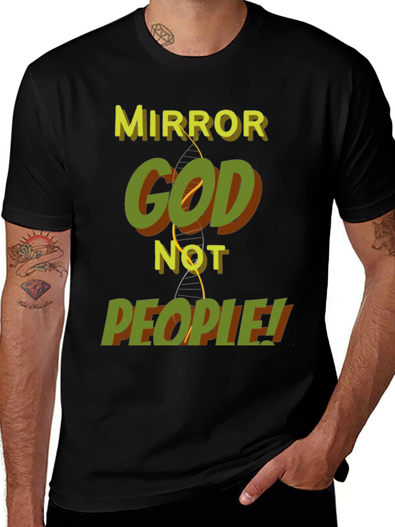 Variant 17 of Mirror God Not People Black T-Shirt