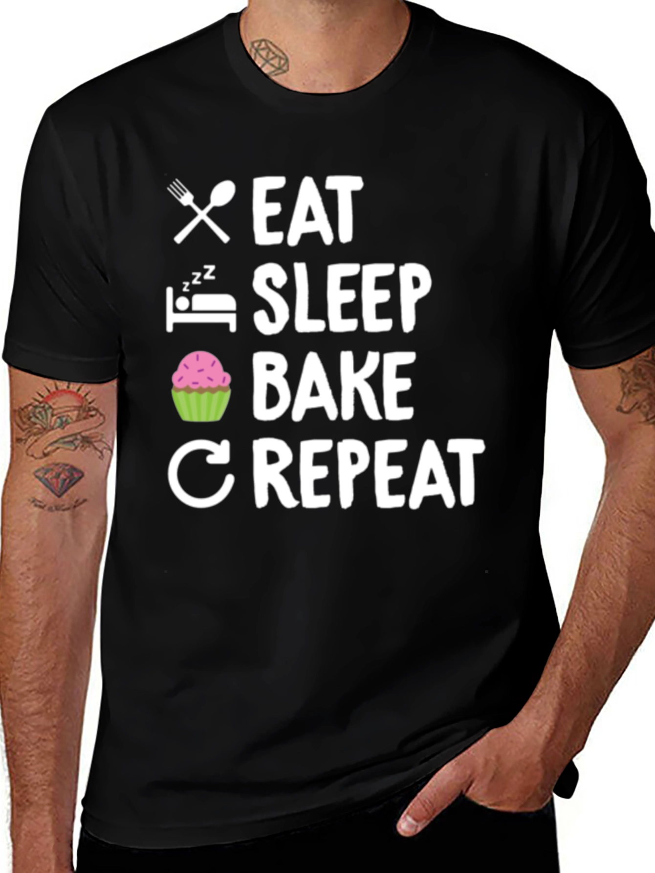 Variant 7 of Eat Sleep Bake Repeat Graphic Tee