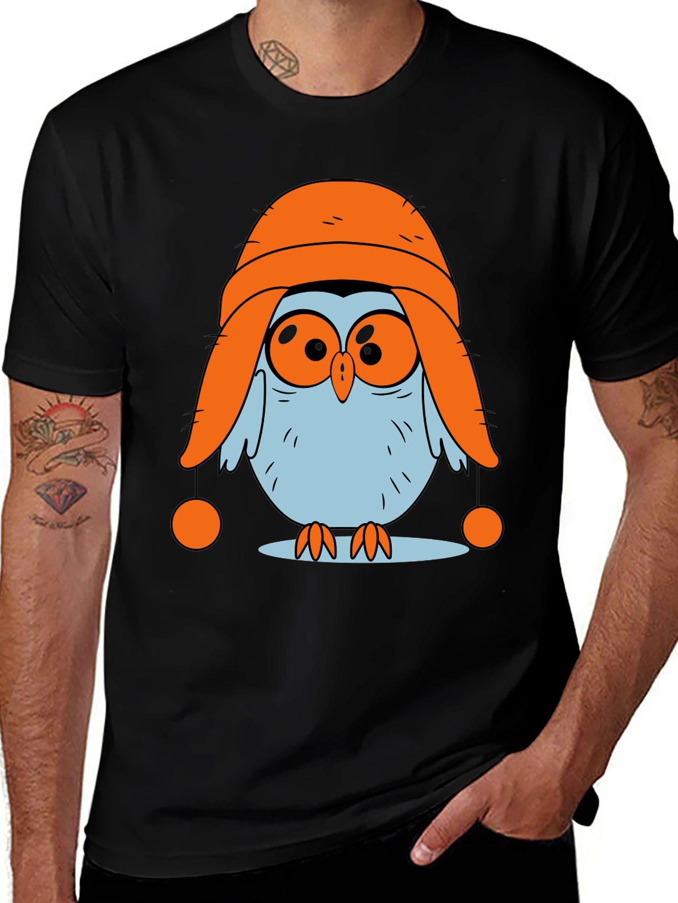 Variant 17 of Owl in Hat Graphic T-Shirt - Quirky and Fun!