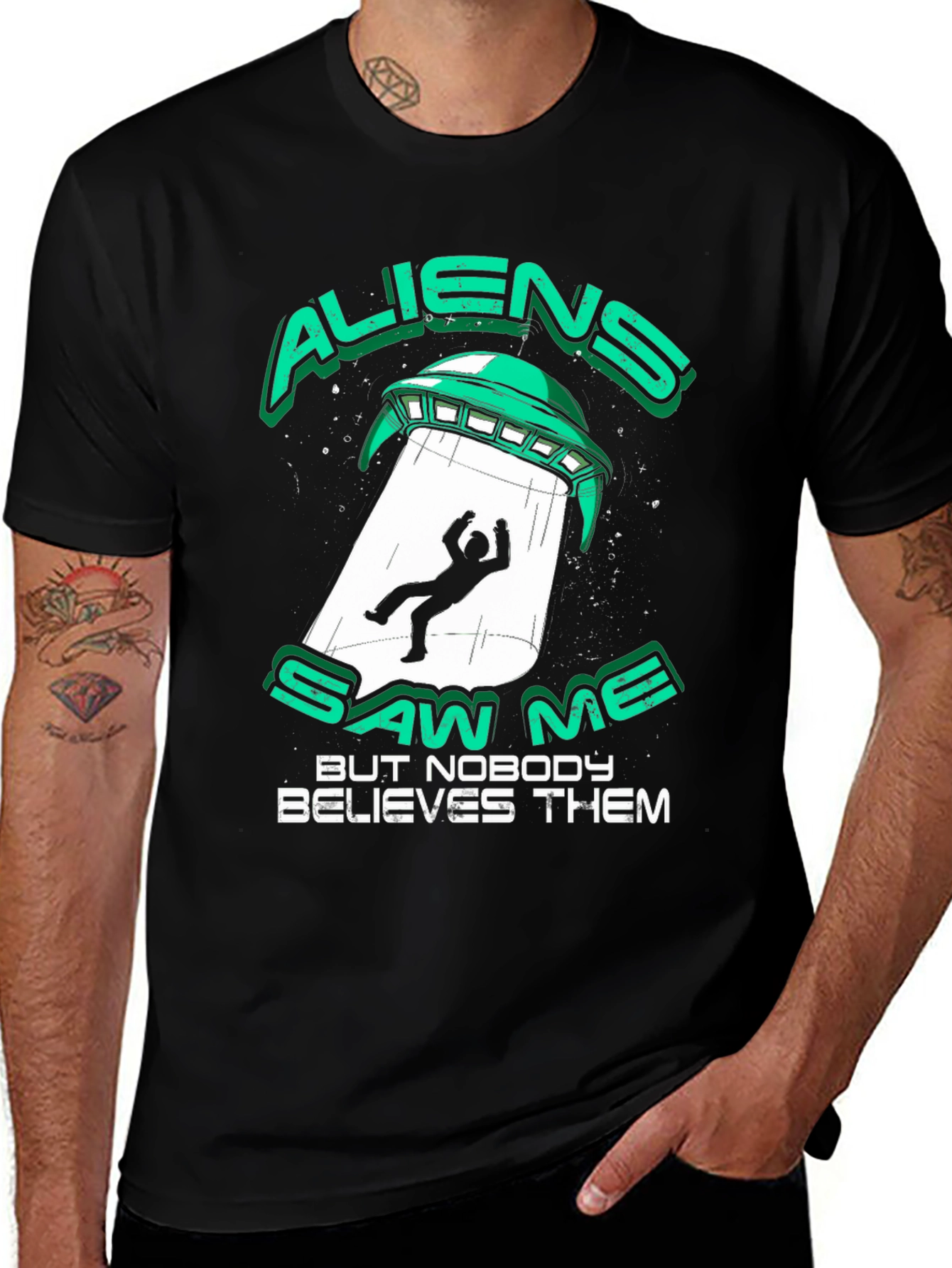 Variant 18 of Aliens Saw Me T-Shirt - UFO Abduction Graphic Tee