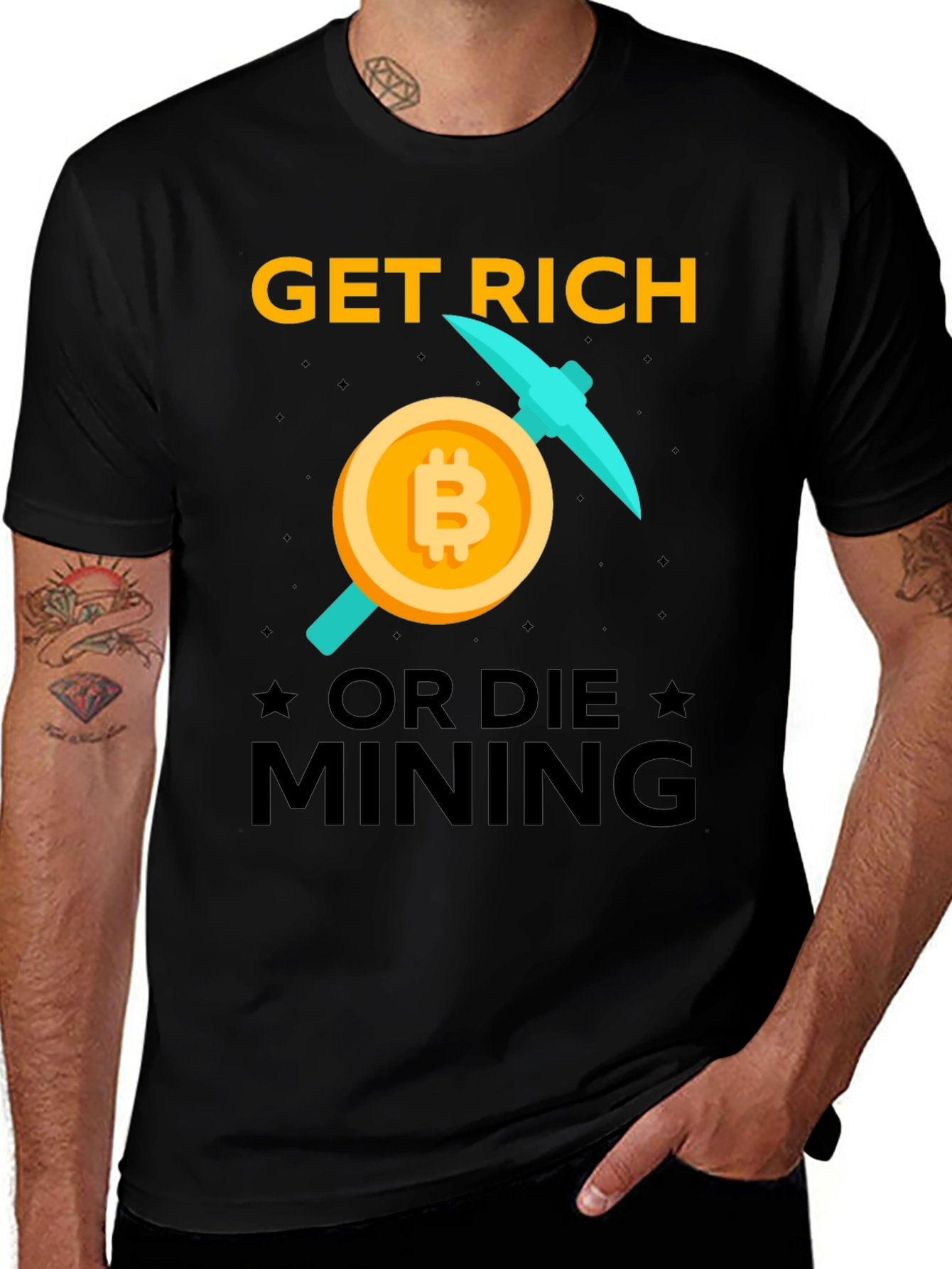 Variant 14 of Get Rich Mining Bitcoin T-Shirt