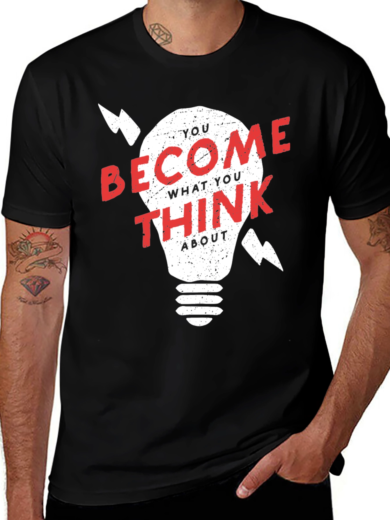Variant 24 of Inspirational Light Bulb Graphic Tee - Think About It!