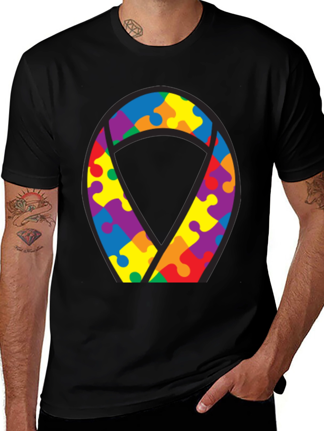 Variant 2 of Autism Awareness Puzzle Ribbon T-Shirt