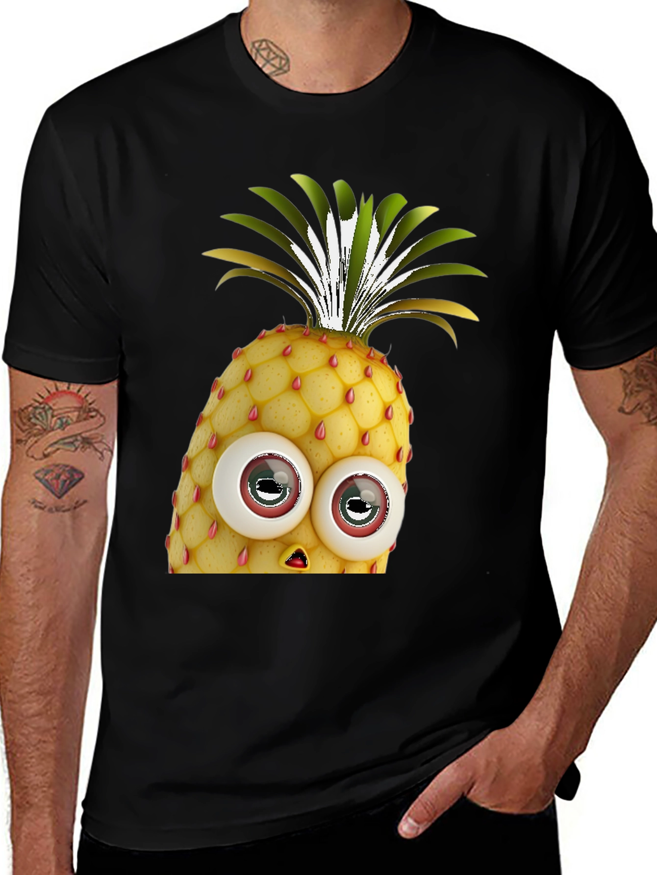 Variant 5 of Pineapple Face Graphic T-Shirt - Black