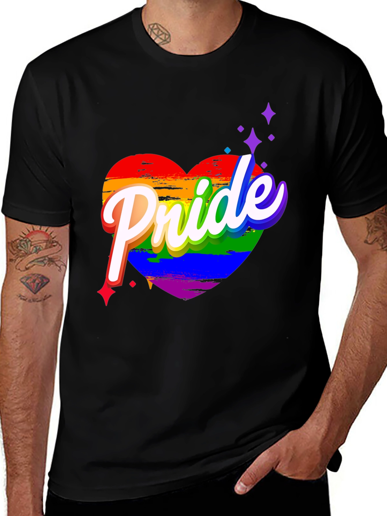 Variant 17 of Pride Heart Graphic Black T-Shirt
