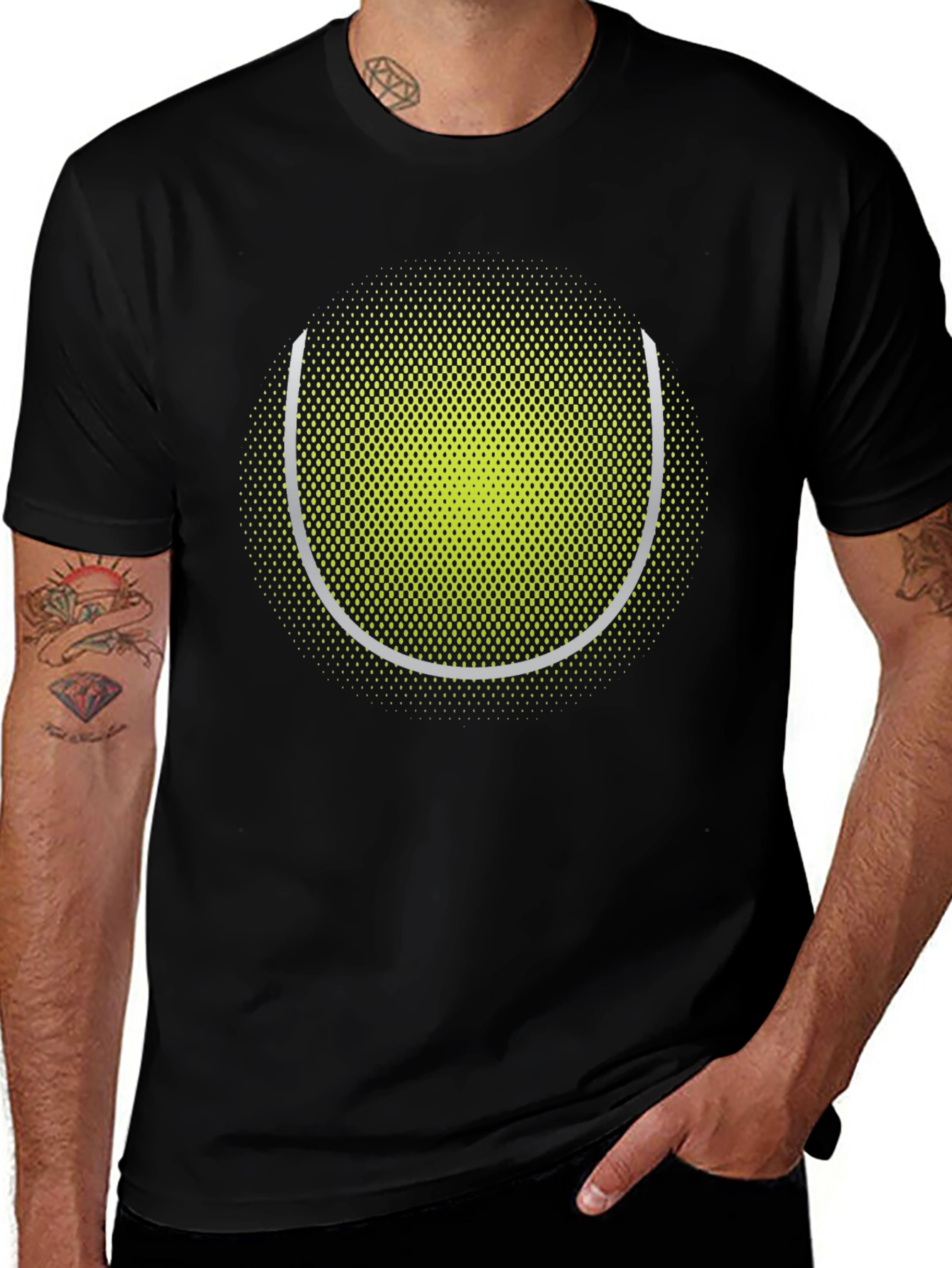 Tennis Ball Graphic Tee - Sporty Black T-Shirt
