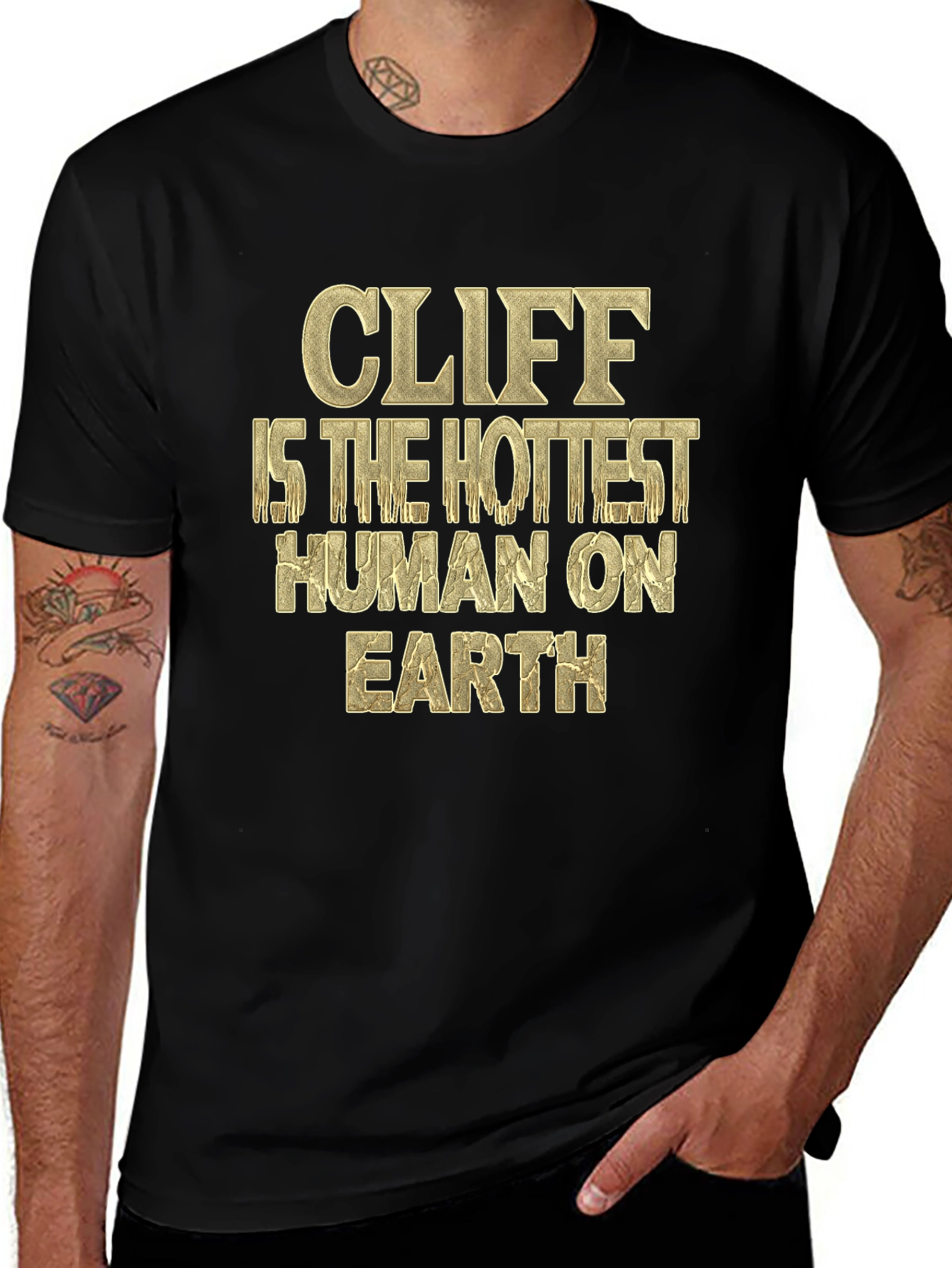 Variant 11 of Cliff Hottest Human T-Shirt - Black Graphic Tee