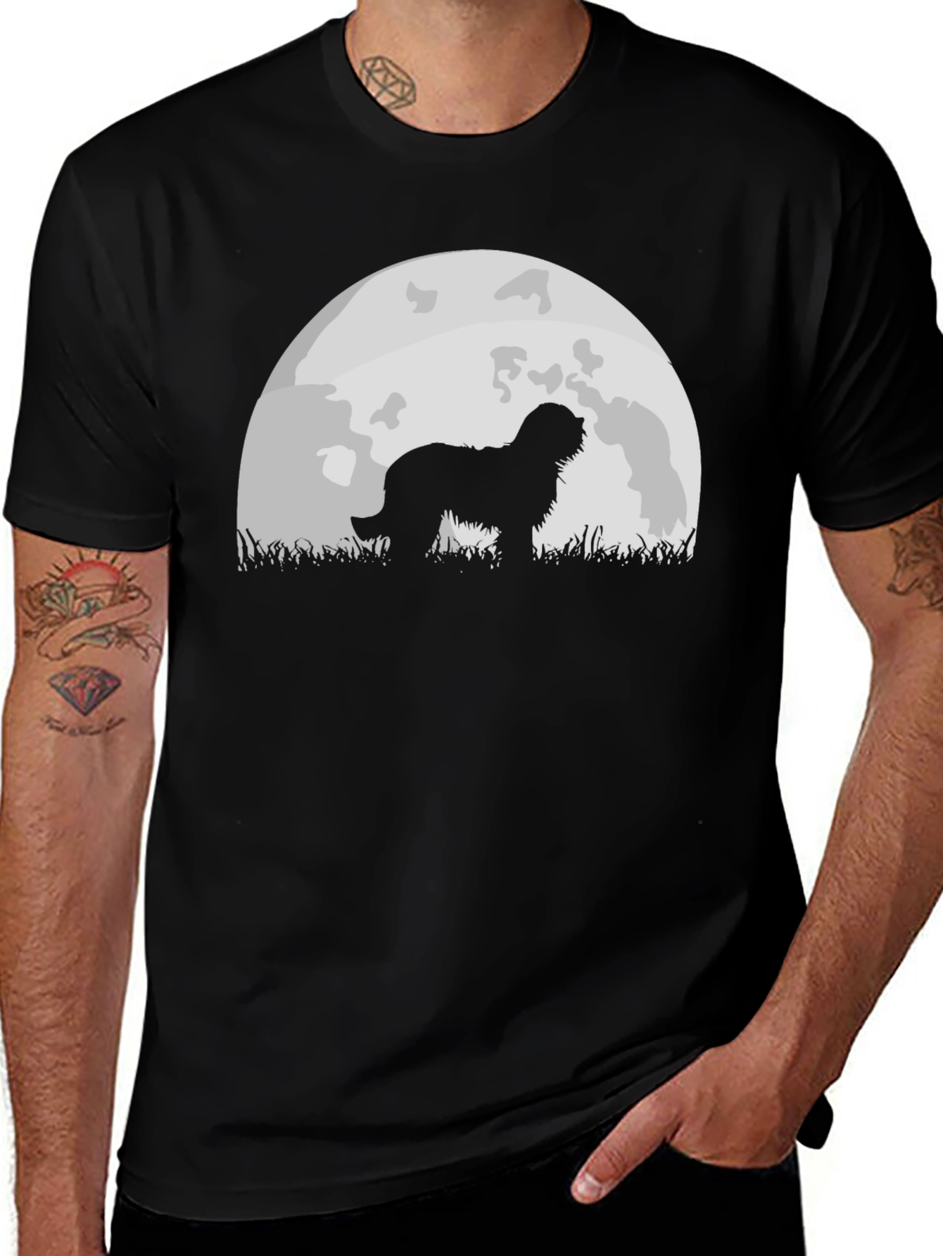 Variant 3 of Dog Silhouette Moon Graphic Tee