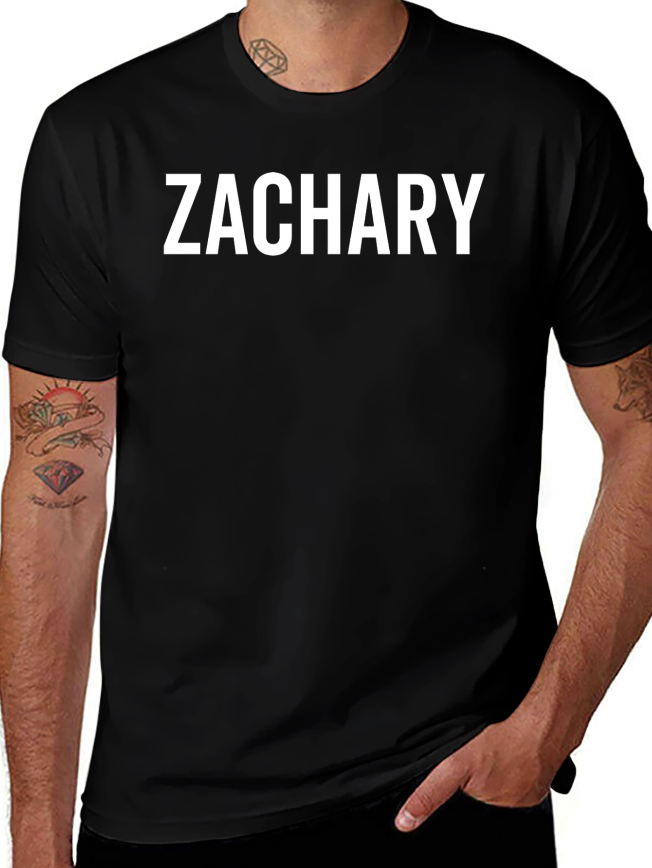 Variant 15 of Zachary Text Tee - Stylish Personalized Black T-Shirt