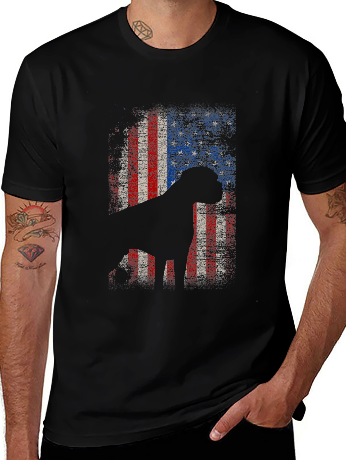 Variant 29 of American Dog Flag Graphic Tee - Patriotic Style