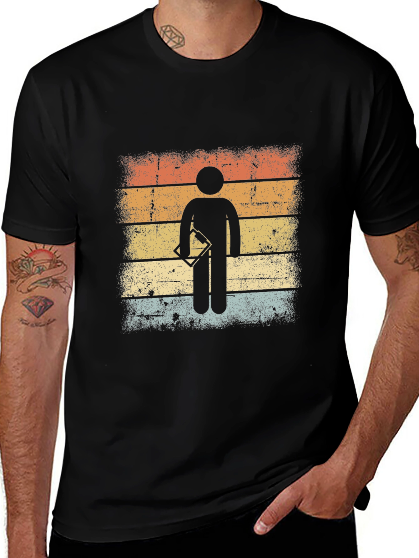 Variant 14 of Retro Surveyor Stick Figure Graphic T-Shirt