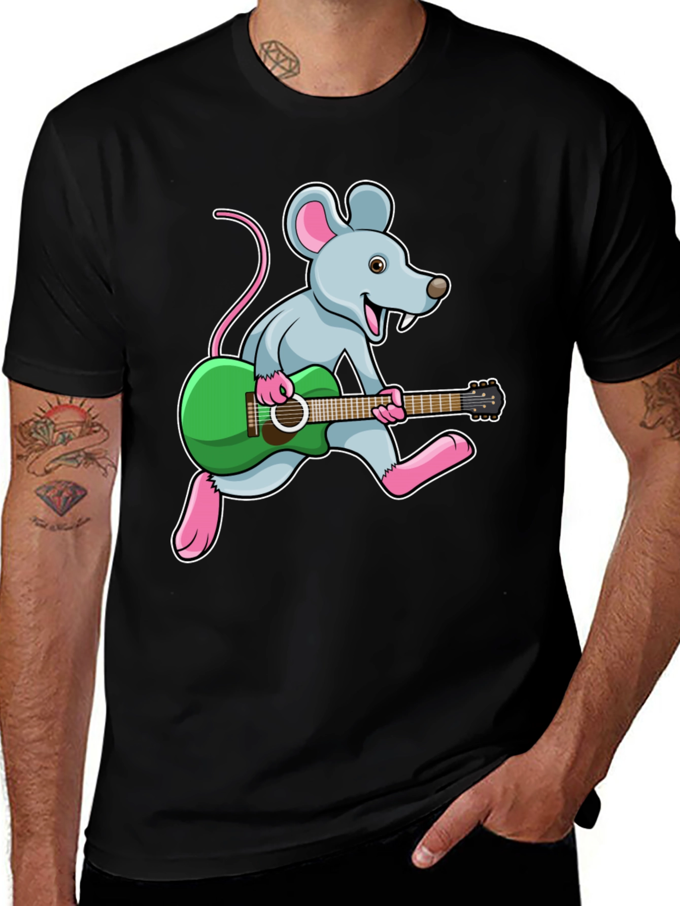 Variant 16 of Funny Mouse Playing Guitar Graphic T-Shirt