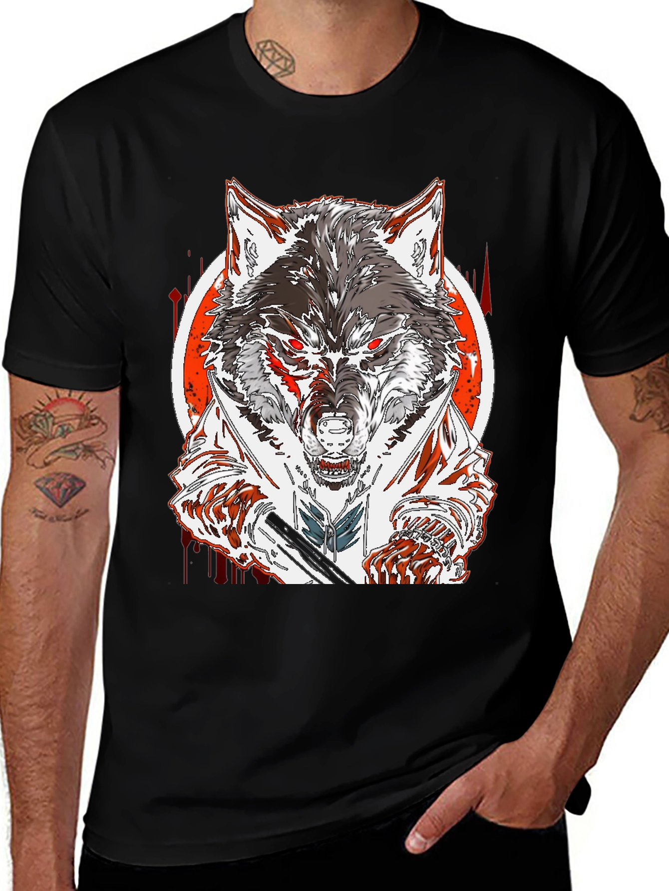 Variant 30 of Wolf Warrior Graphic Tee - Fierce and Bold