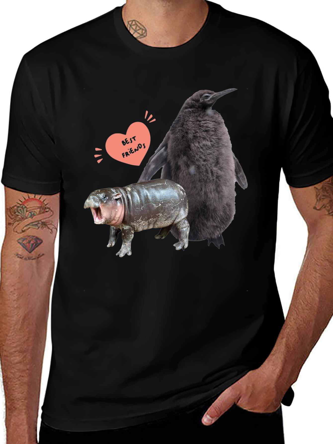 Variant 11 of Penguin Hippo Best Friends Graphic Tee