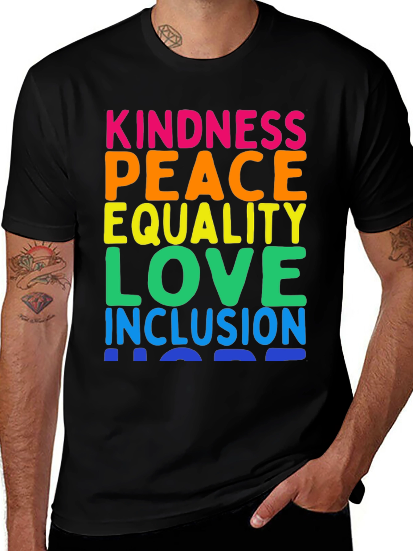 Variant 27 of Kindness Peace Love Inclusion Rainbow T-Shirt