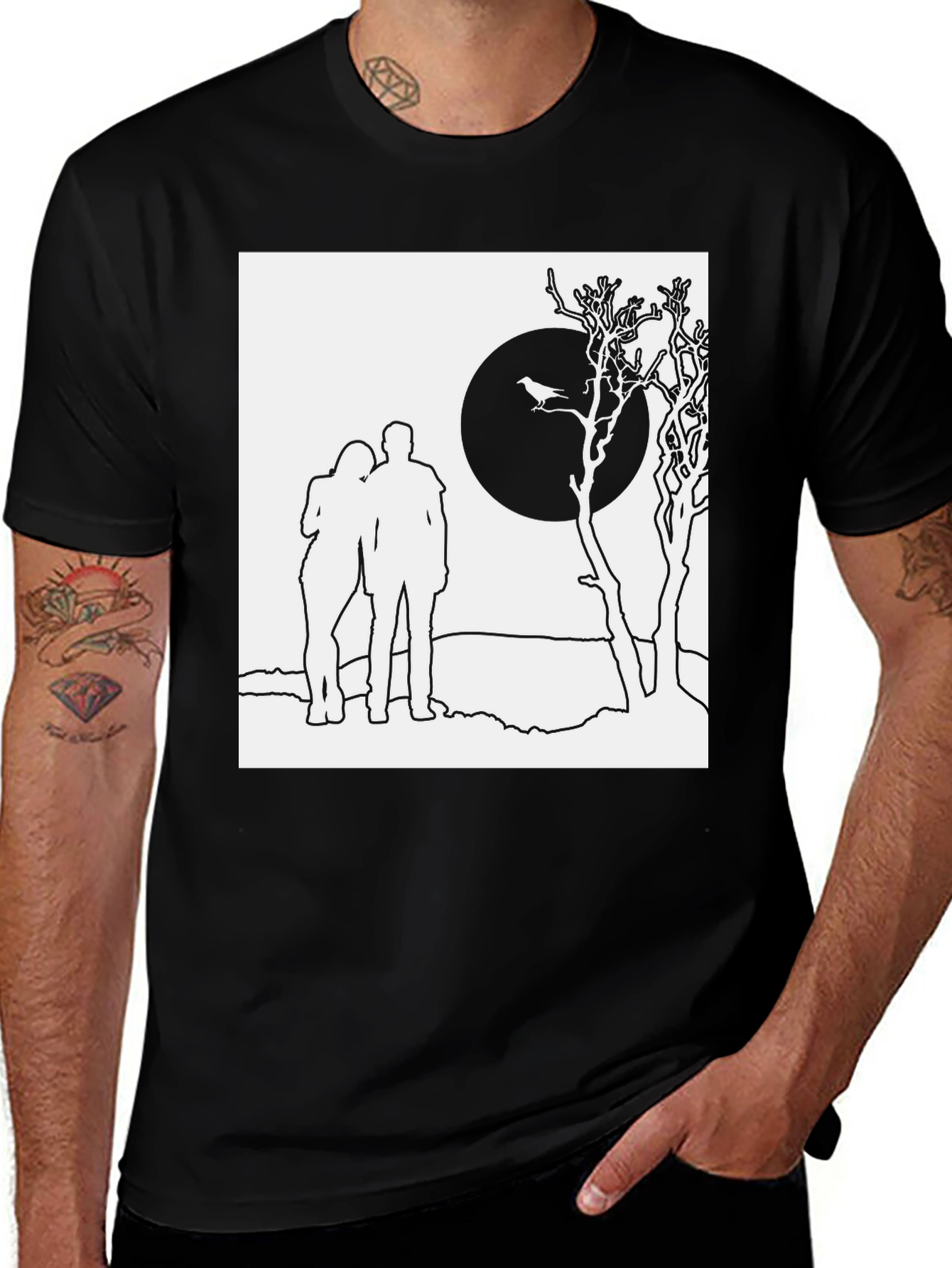 Variant 18 of Couple Silhouette Graphic Tee - Black Unisex T-Shirt