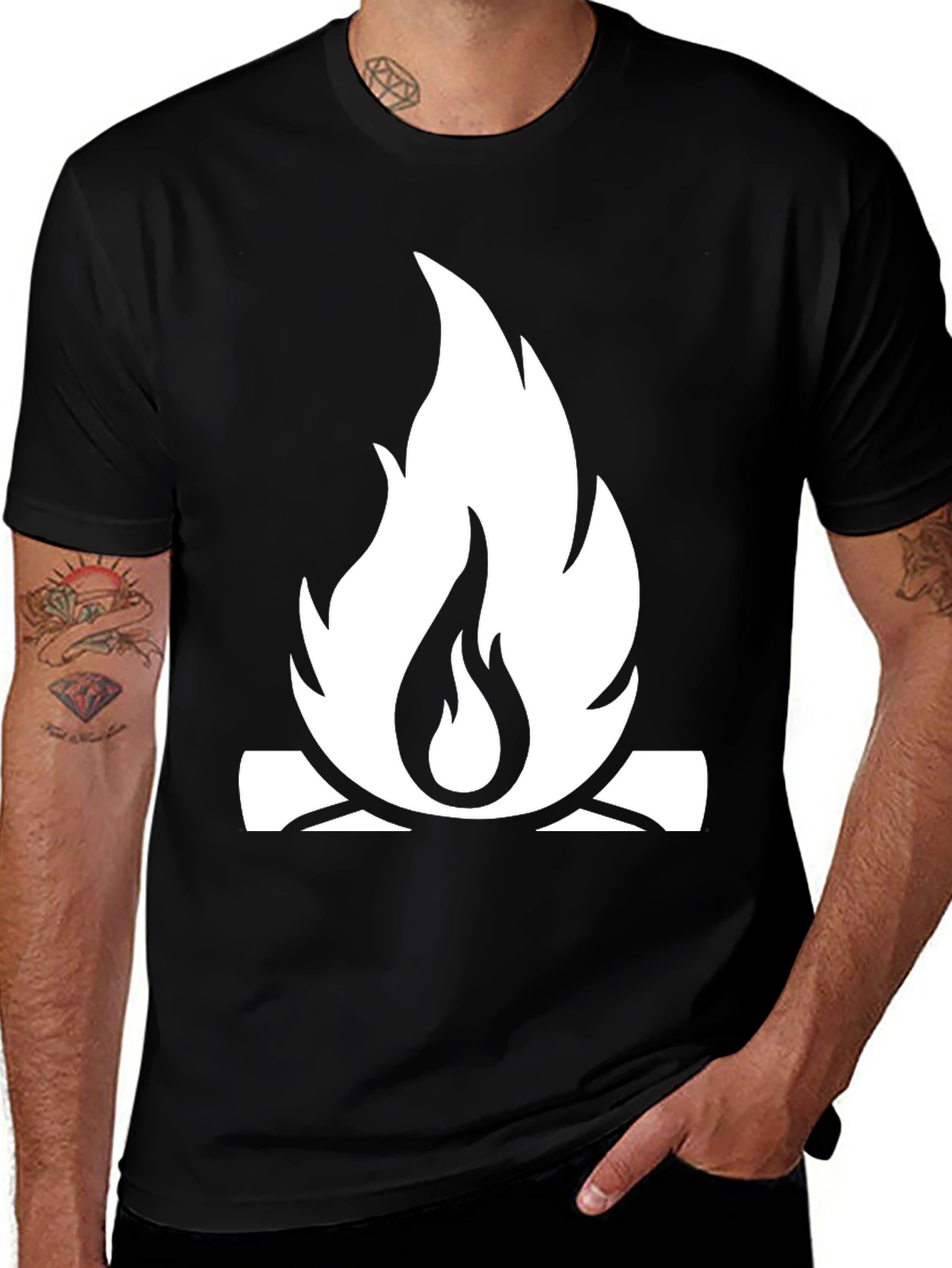 Variant 3 of Campfire Graphic Tee - Black Cotton Casual Shirt