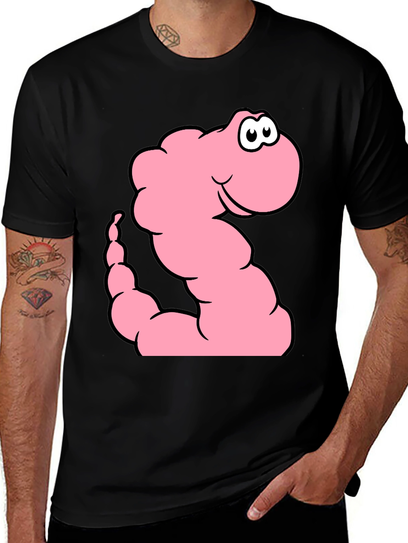 Variant 28 of Cartoon Worm Graphic Tee - Black