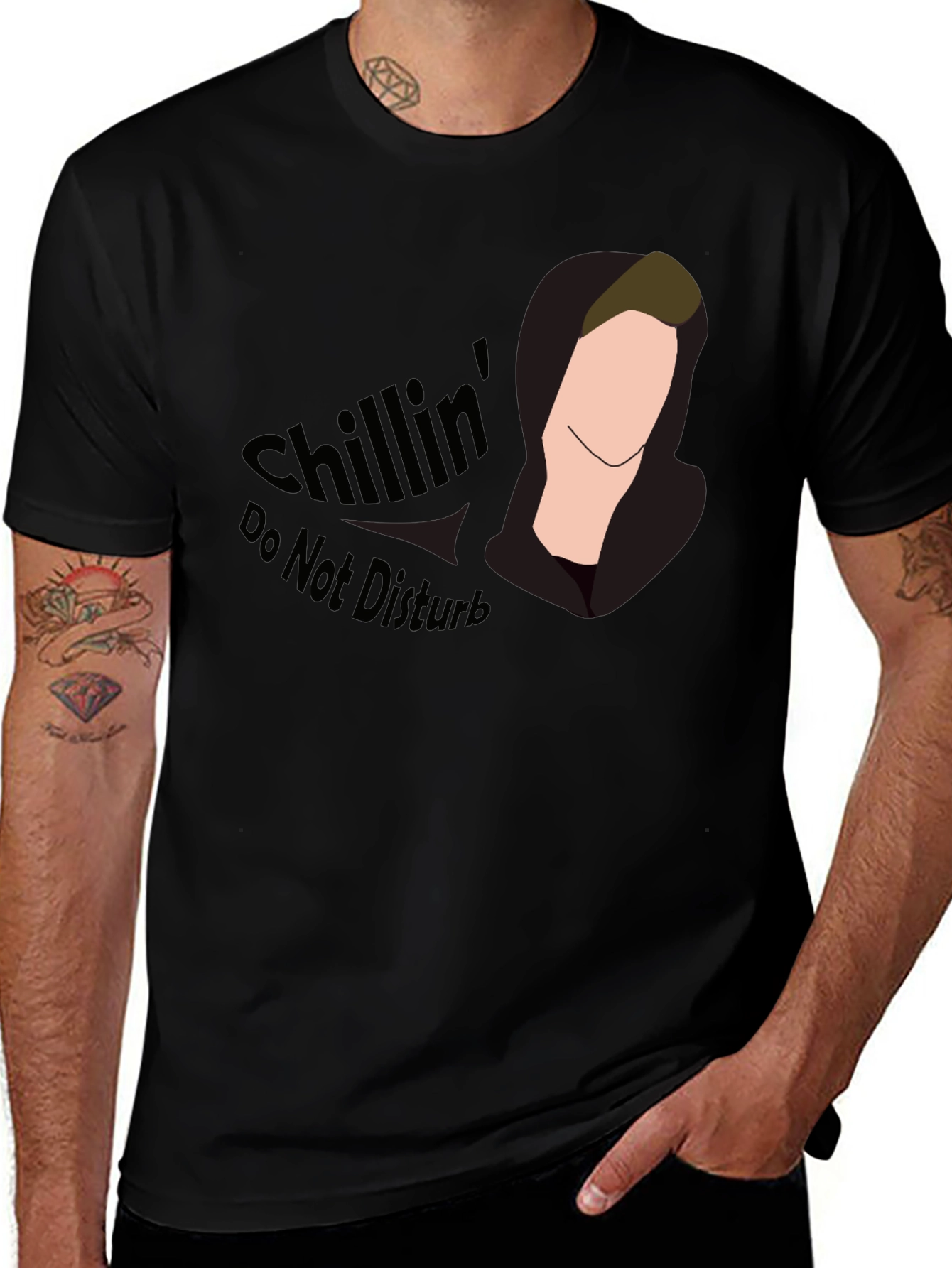 Variant 2 of Chillin' Tee - Do Not Disturb Black Graphic T-Shirt