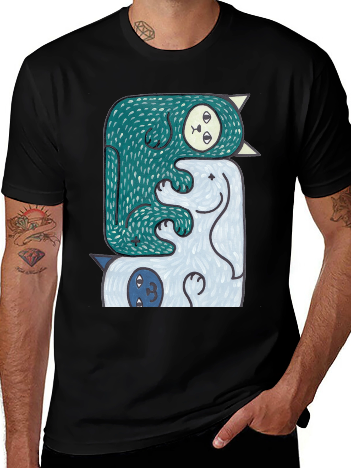 Variant 3 of Yin Yang Cats T-Shirt - Cool Graphic Tee