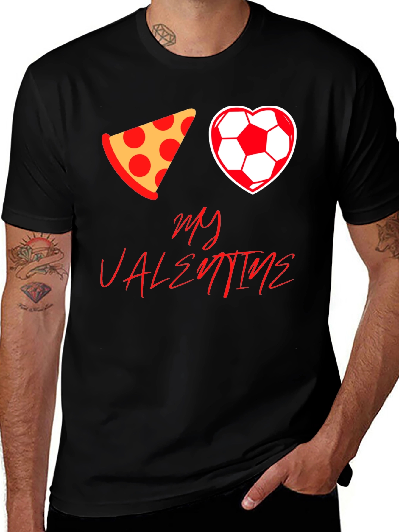 Variant 22 of Pizza Soccer Valentine T-Shirt - Men's Black Tee