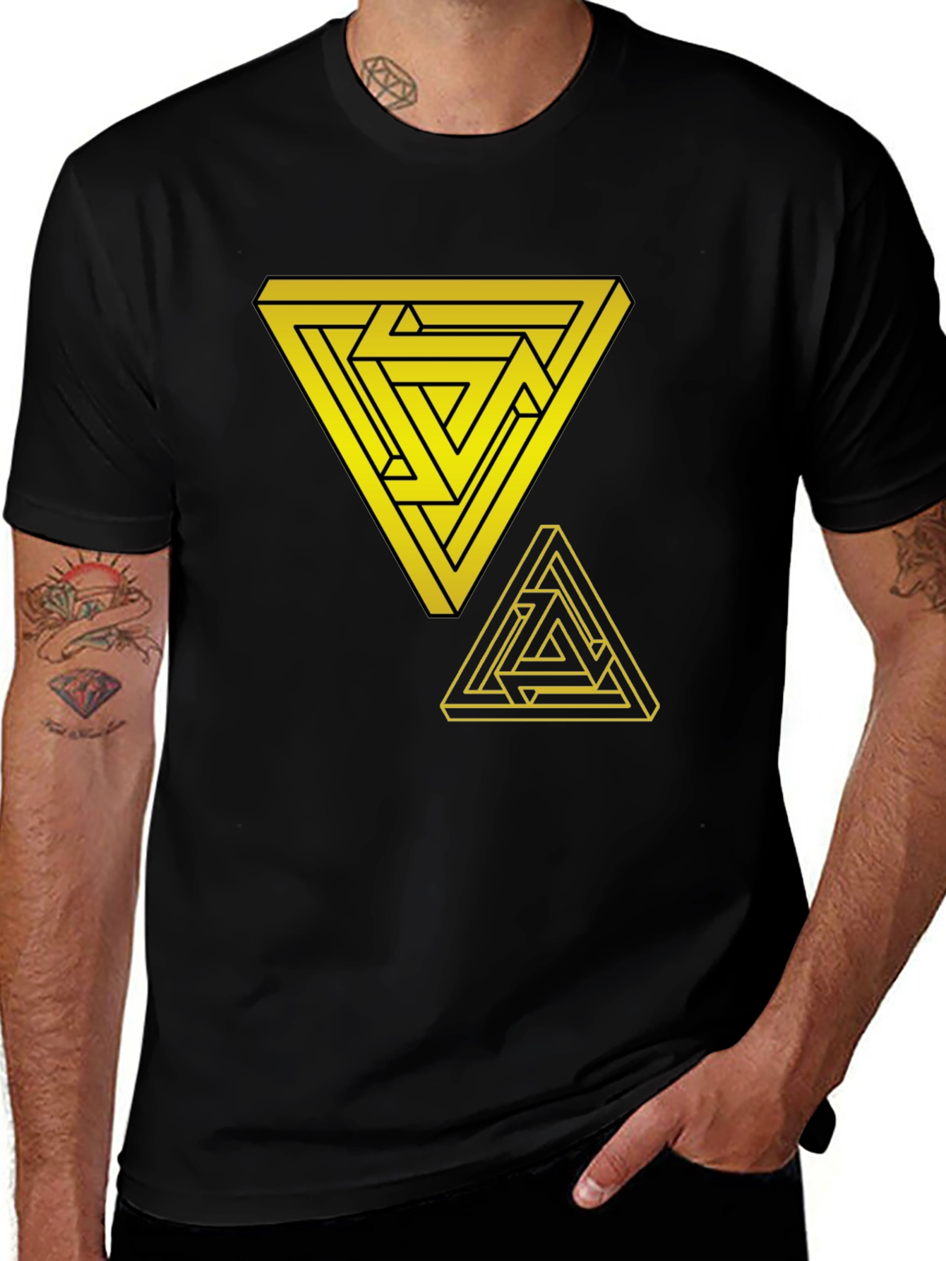 Variant 23 of Impossible Triangle Graphic Tee - Mens Black T-Shirt
