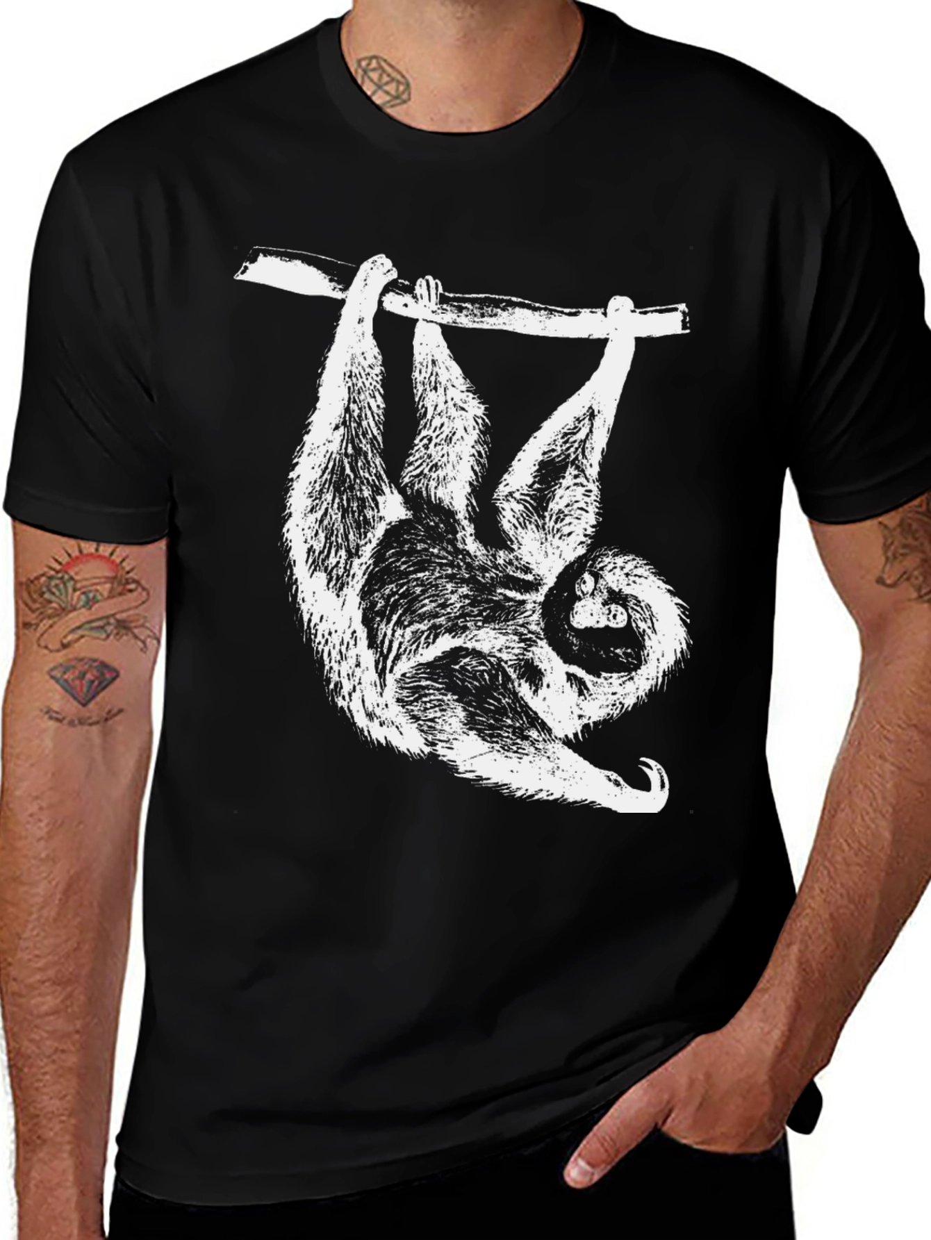 Variant 3 of Sloth Hanging T-Shirt - Cool Animal Graphic Tee