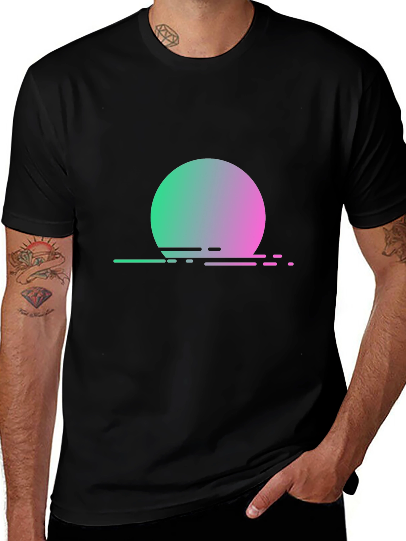Variant 19 of Retro Sunset T-Shirt - Gradient Circle Design