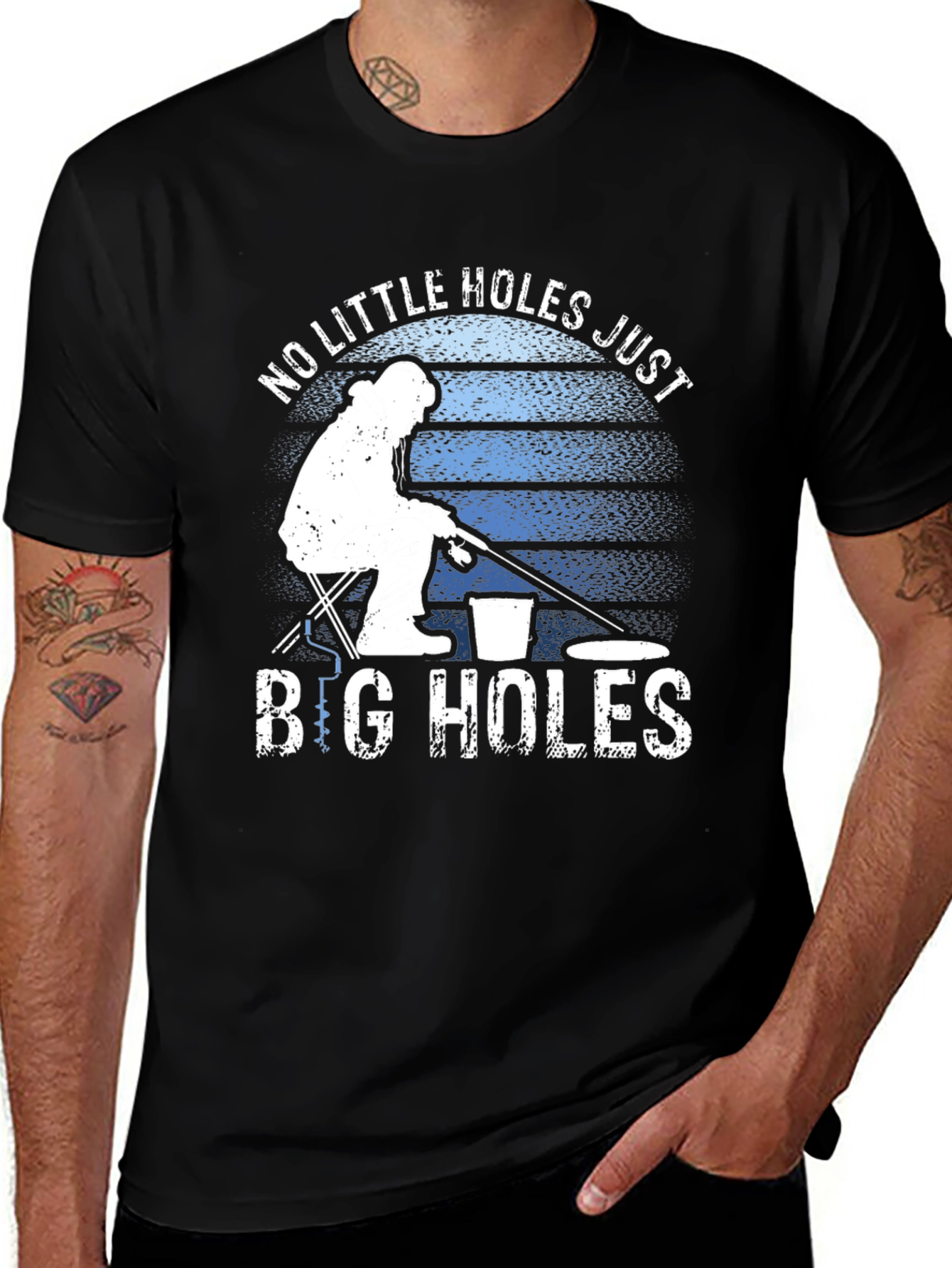 Variant 7 of Ice Fishing Graphic Tee: No Little Holes, Just Big Holes
