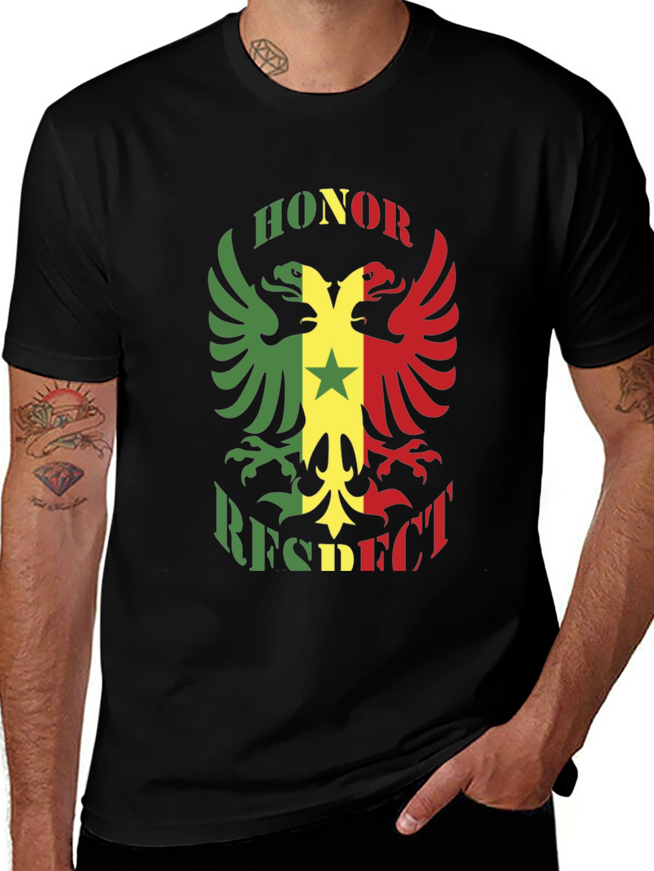 Variant 20 of Honor Respect Eagle Graphic Black T-Shirt