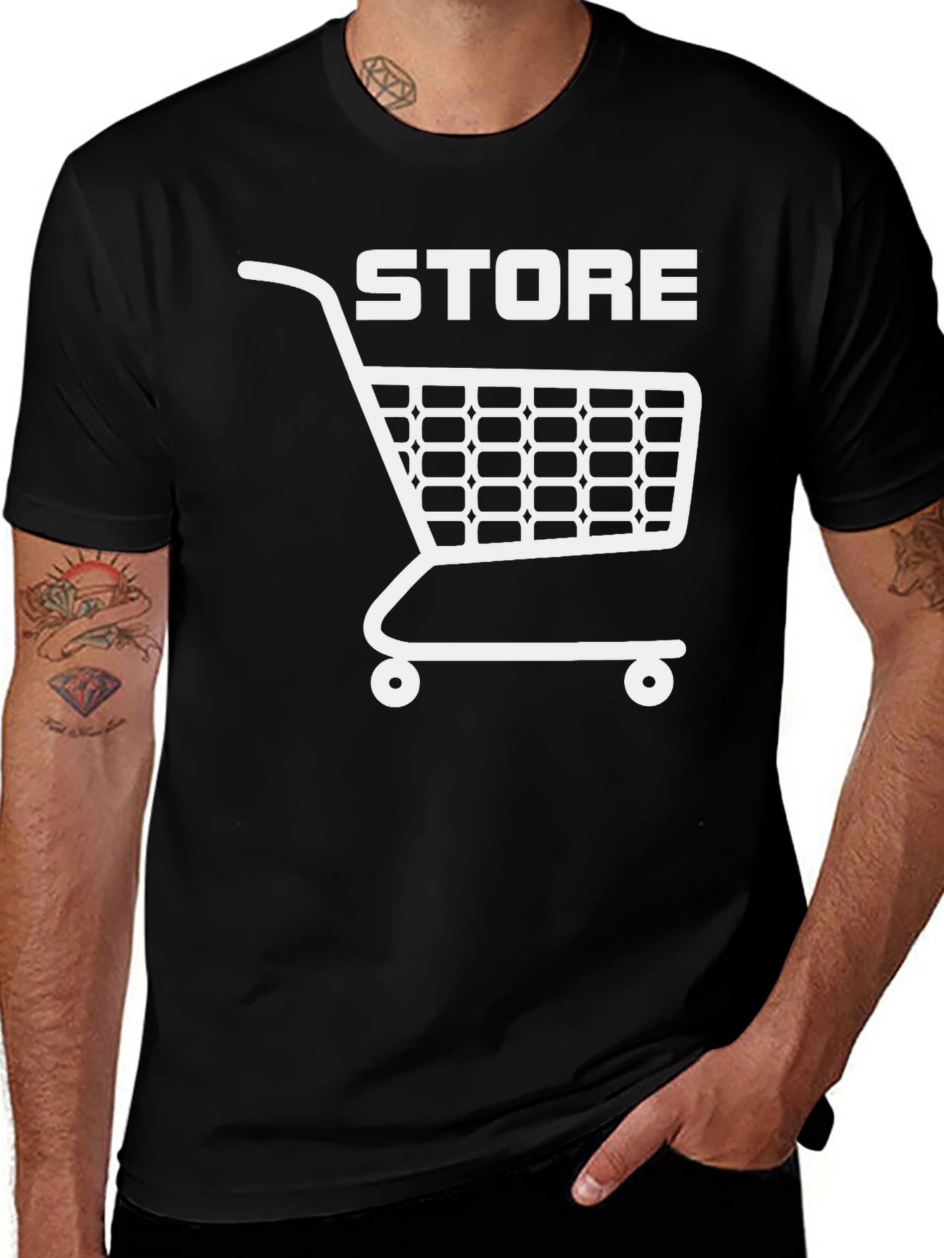 Store Cart Graphic Tee - Black Cotton T-Shirt