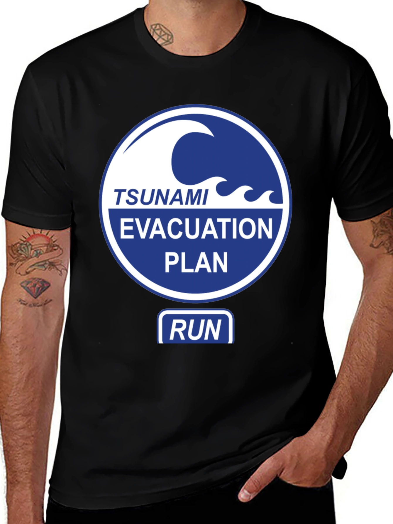 Tsunami Evacuation Plan Graphic T-Shirt