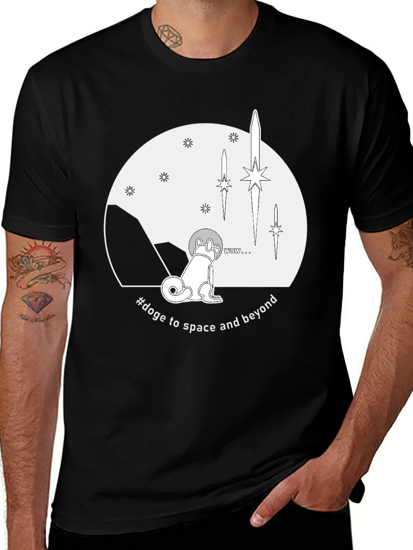 Variant 26 of Doge to Space T-Shirt - Black Crypto Tee