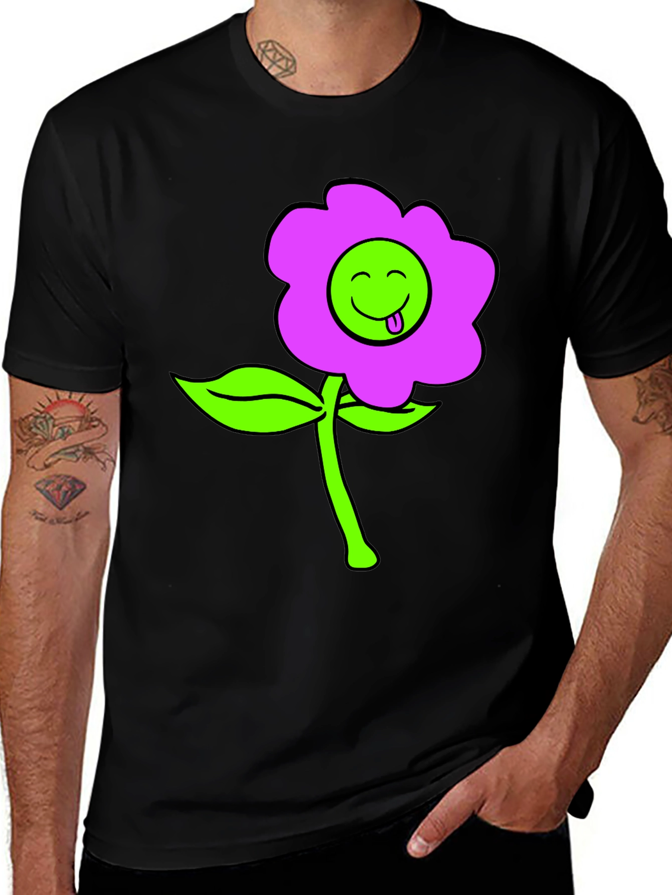 Variant 29 of Funky Flower T-Shirt - Black Cotton Blend