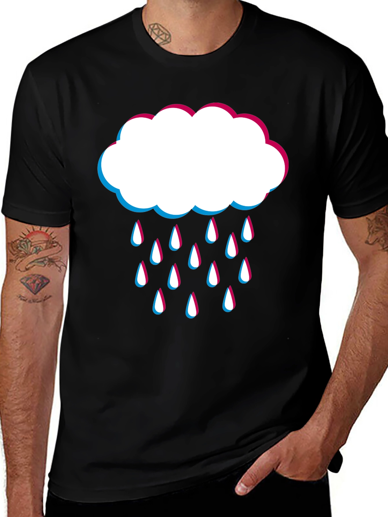 Variant 10 of Rain Cloud Graphic Tee - Black Cotton Blend