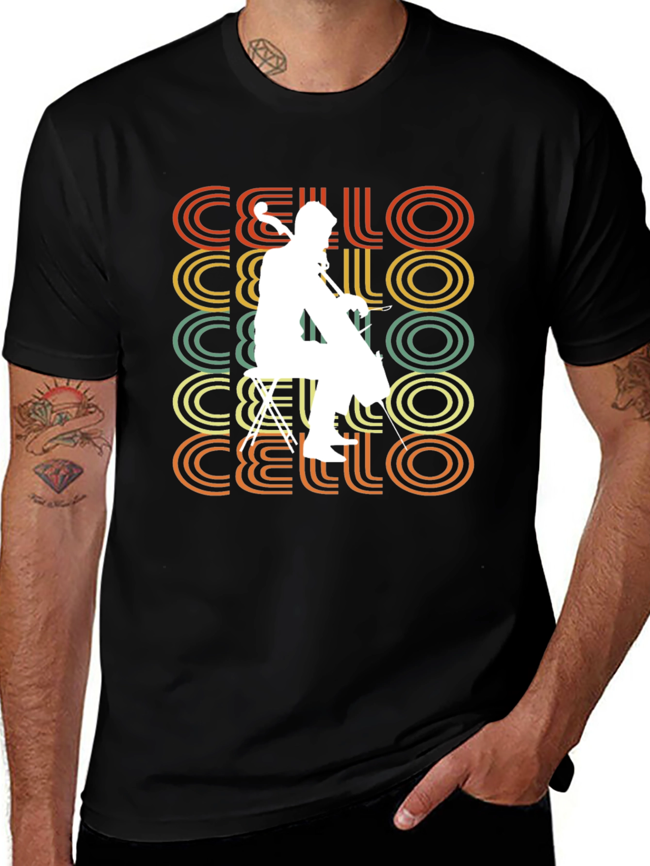 Variant 3 of Vintage Cello Player T-Shirt - Retro Music Tee