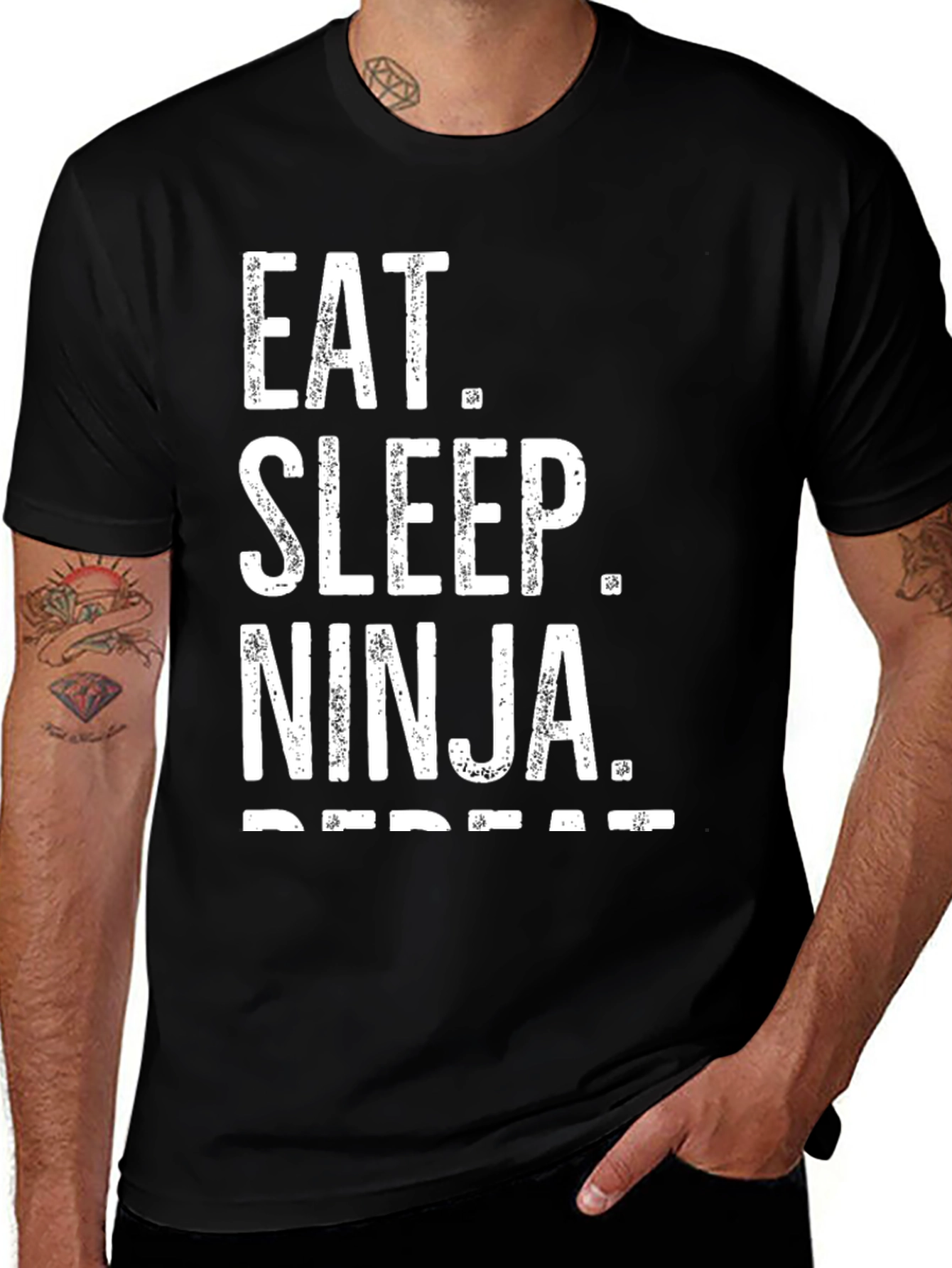 Variant 25 of Eat Sleep Ninja Repeat Black Graphic Tee