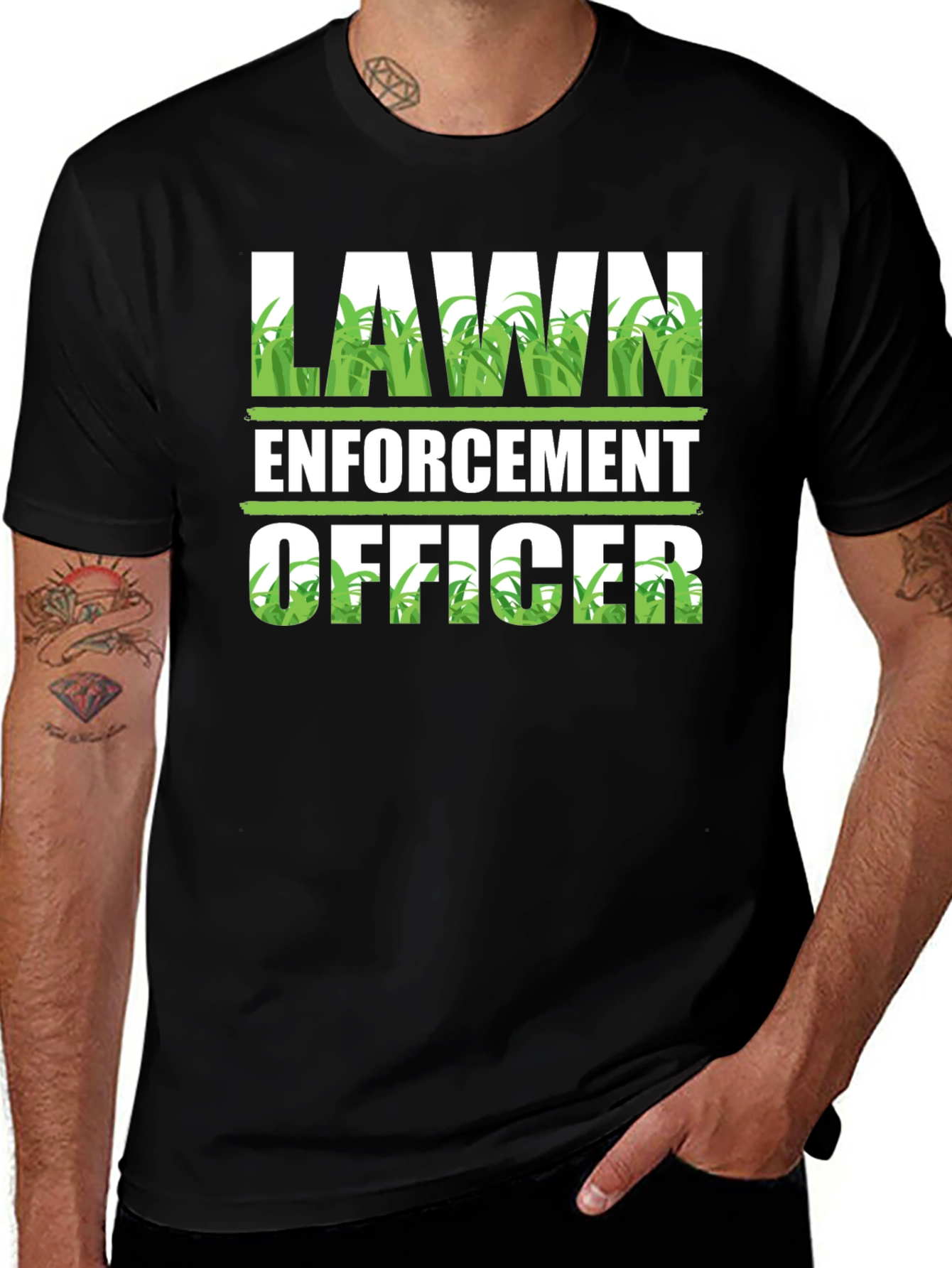 Lawn Enforcement Officer Graphic Tee - Funny Gardening Shirt