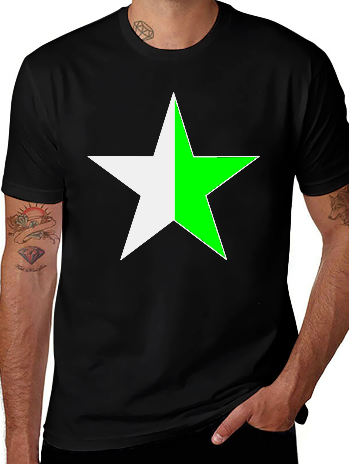 Variant 23 of Two-Tone Star Graphic Tee - Stylish & Unique!